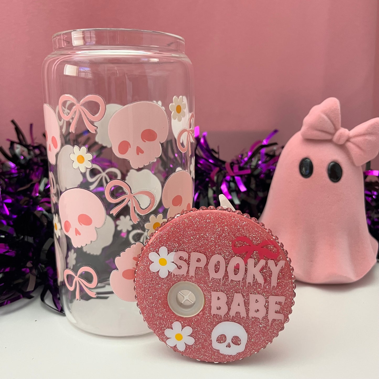 Pink Spooky Babe Glass Cup