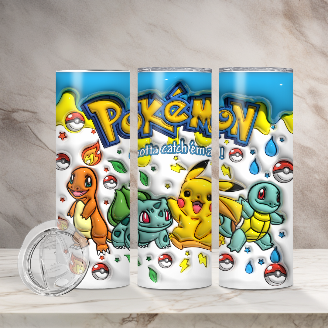 Pkmn White Blue 20oz Tumbler