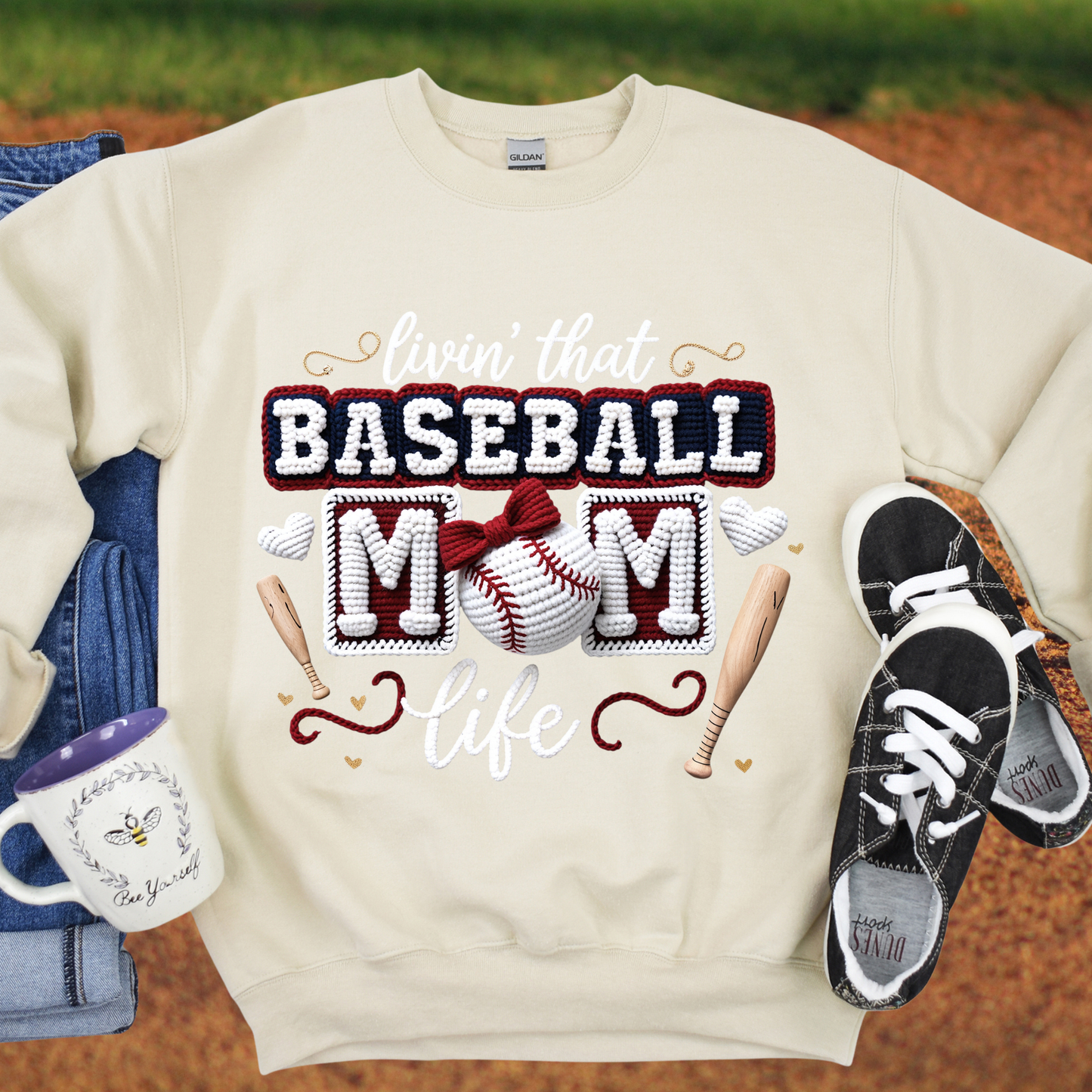 Baseball Mom Life Yarn Effect