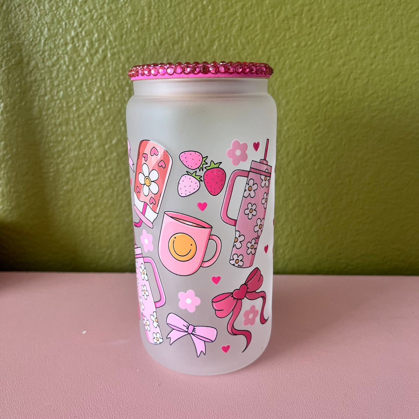 Pink Coffee Mugs & Bows Frosted 16oz