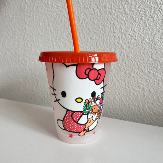 Orange Spring Kitty Plastic Cup