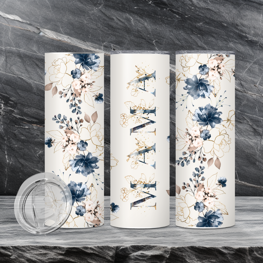 MAMA Blue Floral 20oz Tumbler