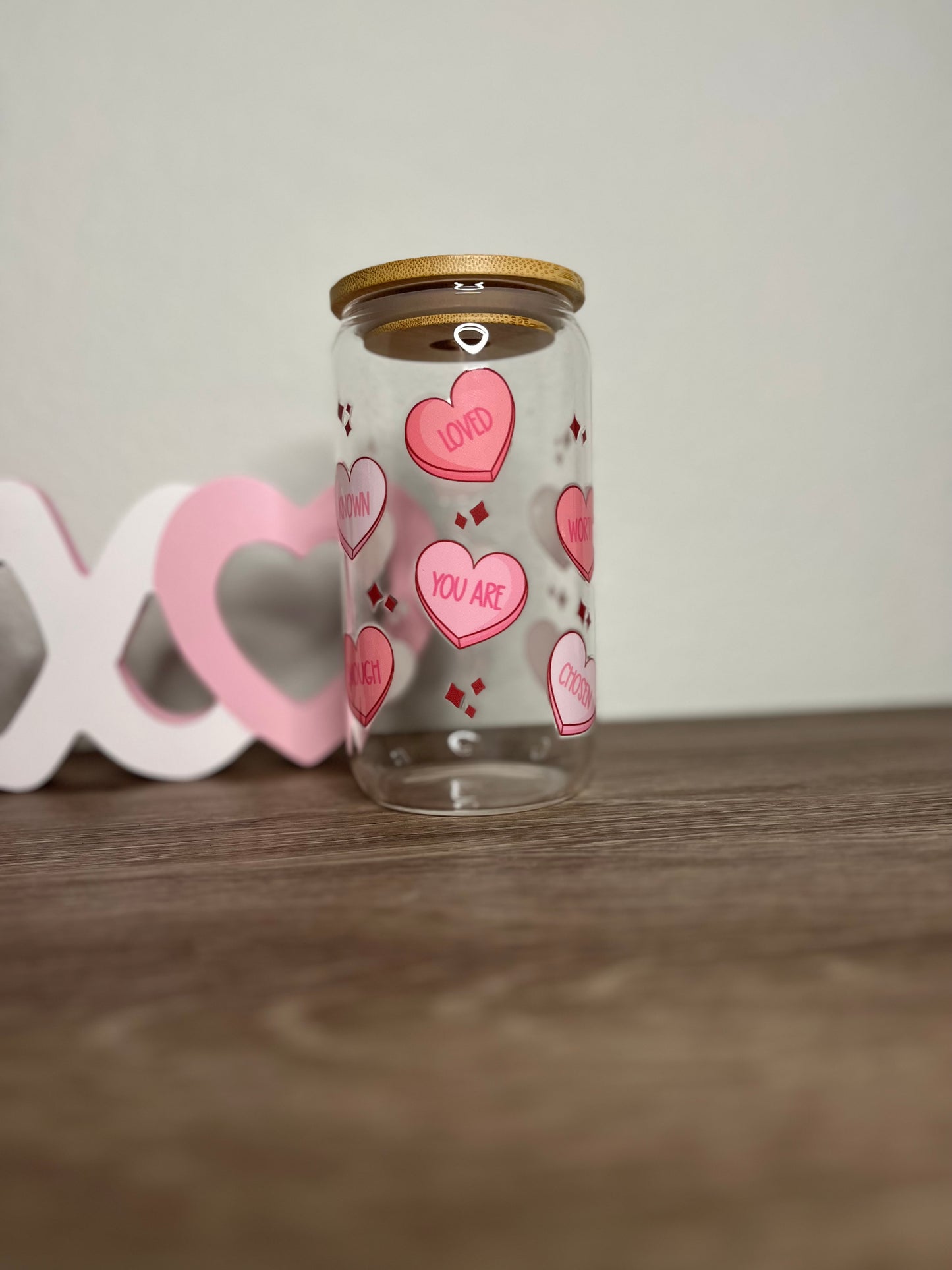 Hearts & Affirmations Glass Cup