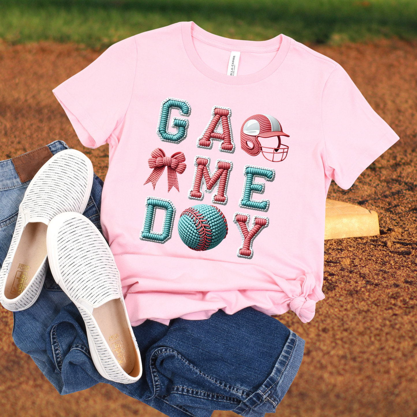 Game Day Teal & Pink Yarn Effect