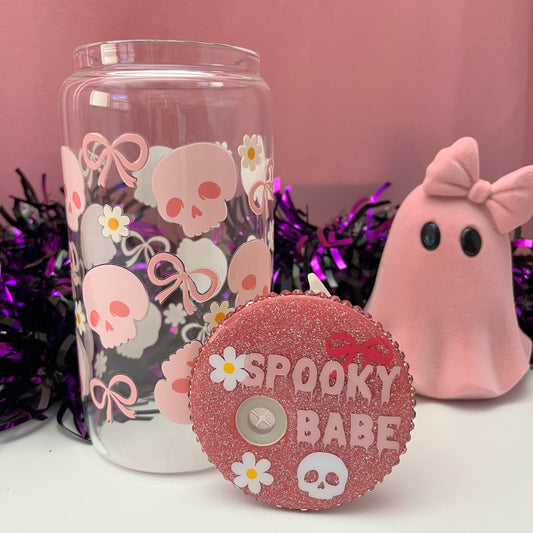 Pink Spooky Babe Glass Cup