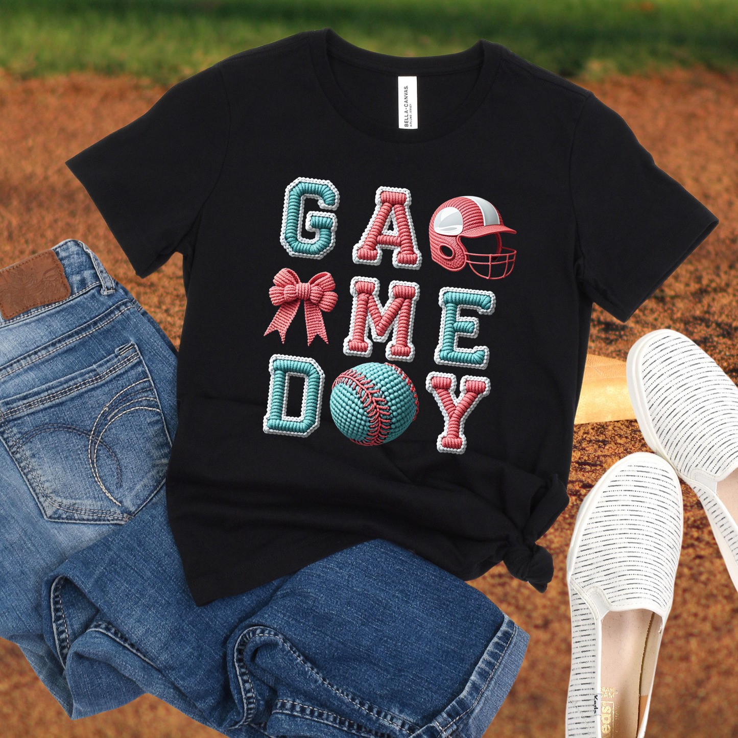 Game Day Teal & Pink Yarn Effect
