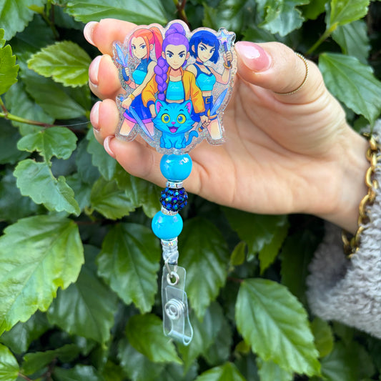 Hunter Girls and Cat Badge Reel