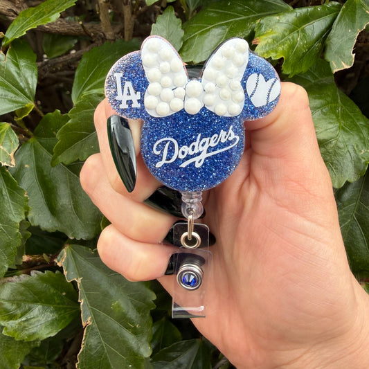 LA Baseball Mouse Badge Reel