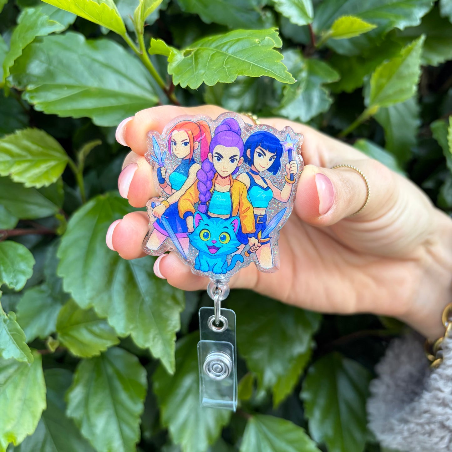 Hunter Girls and Cat Badge Reel