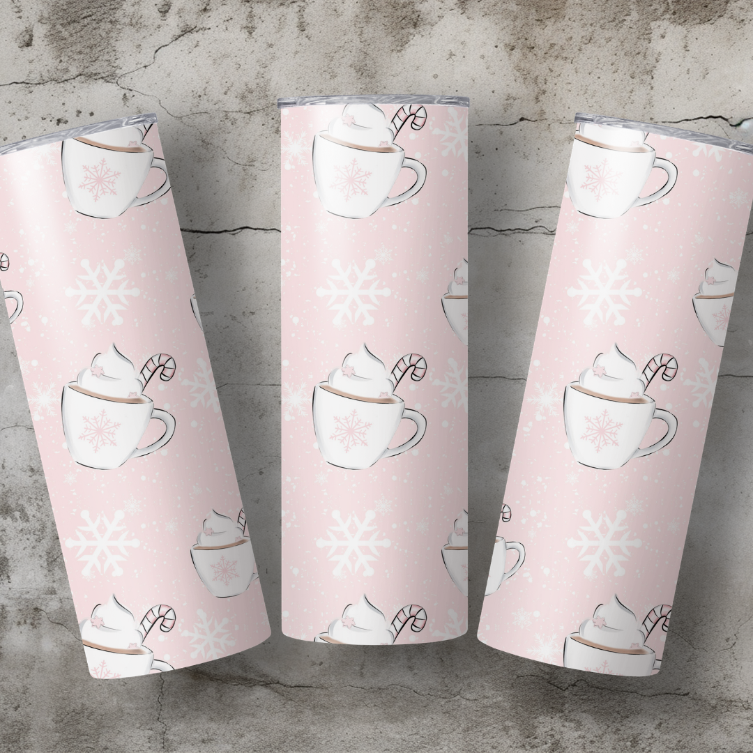 Pink Coffee & Snowflakes Tumbler