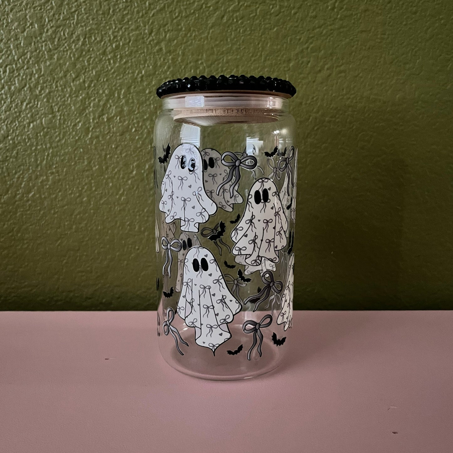 Ghosts and Bows Glass Cup