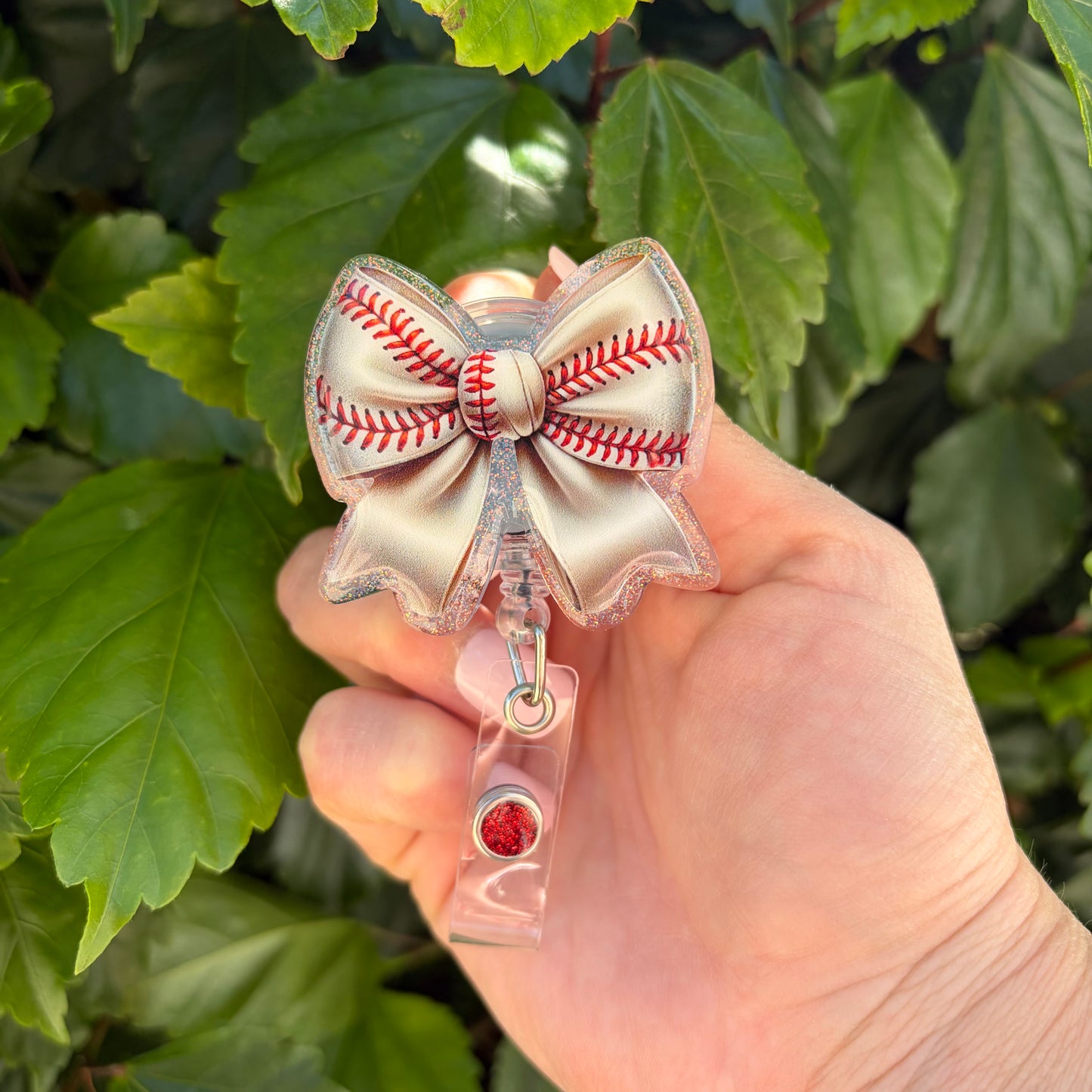 Baseball Bow Badge Reel