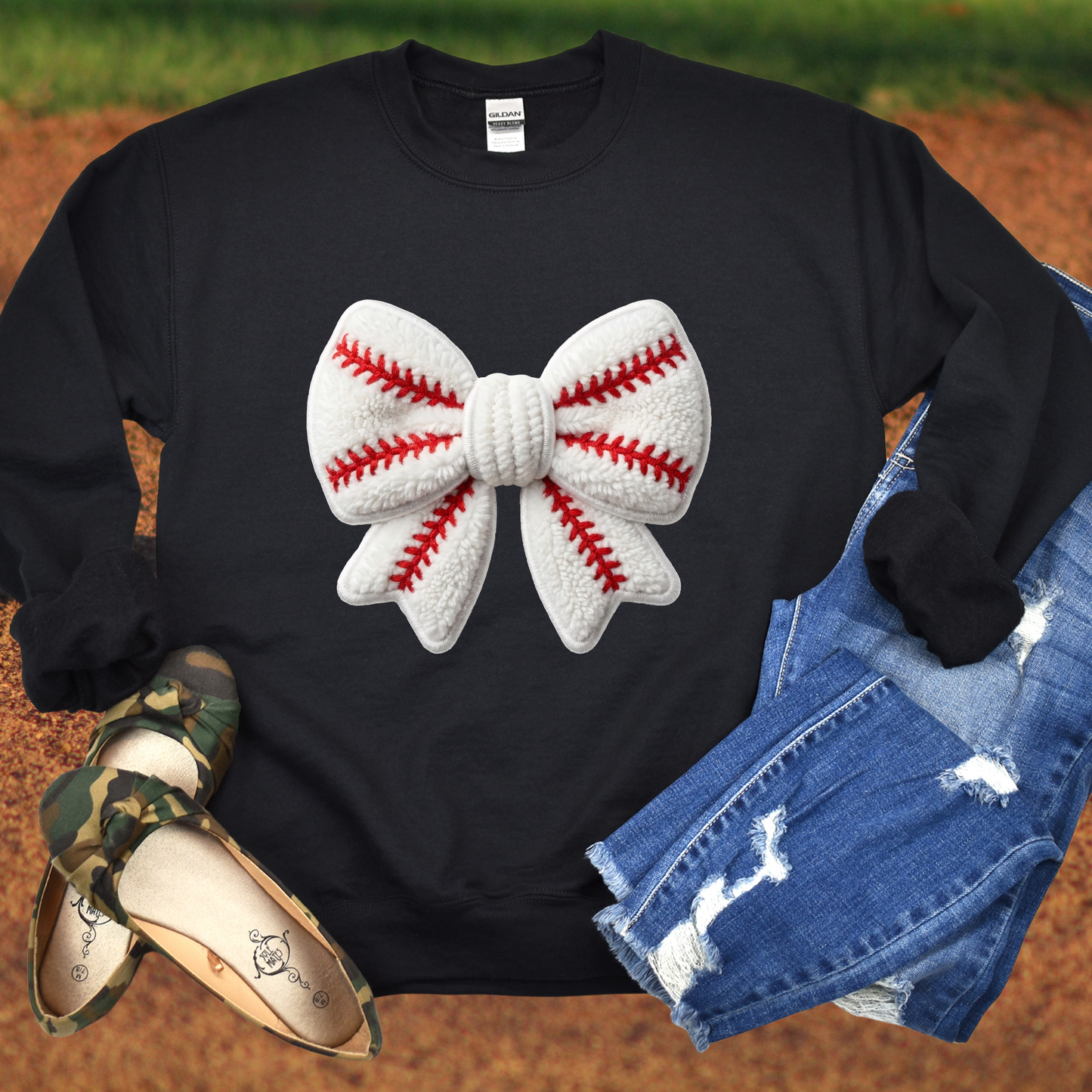 Baseball Bow Yarn Effect