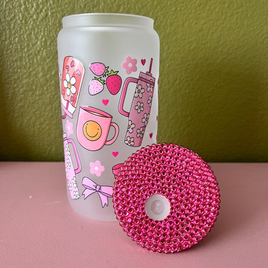Pink Coffee Mugs & Bows Frosted 16oz