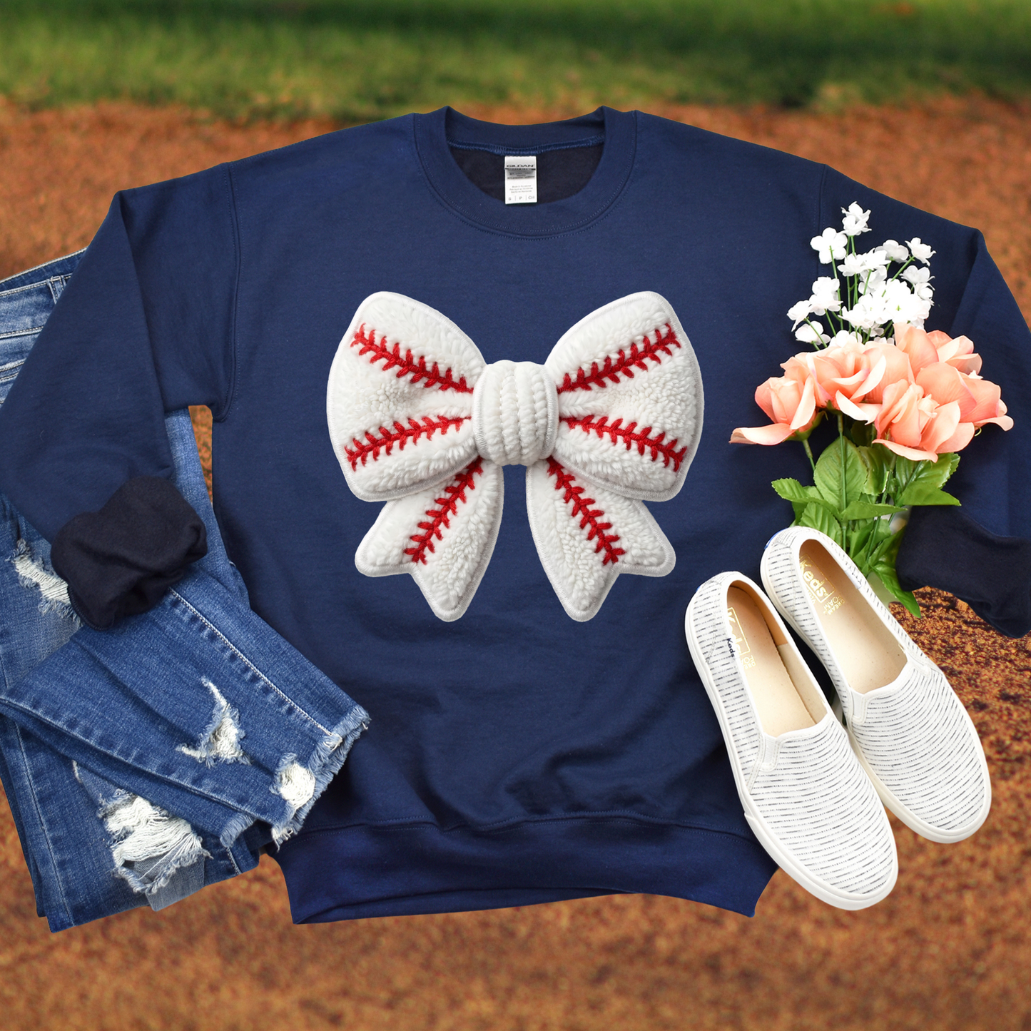 Baseball Bow Yarn Effect