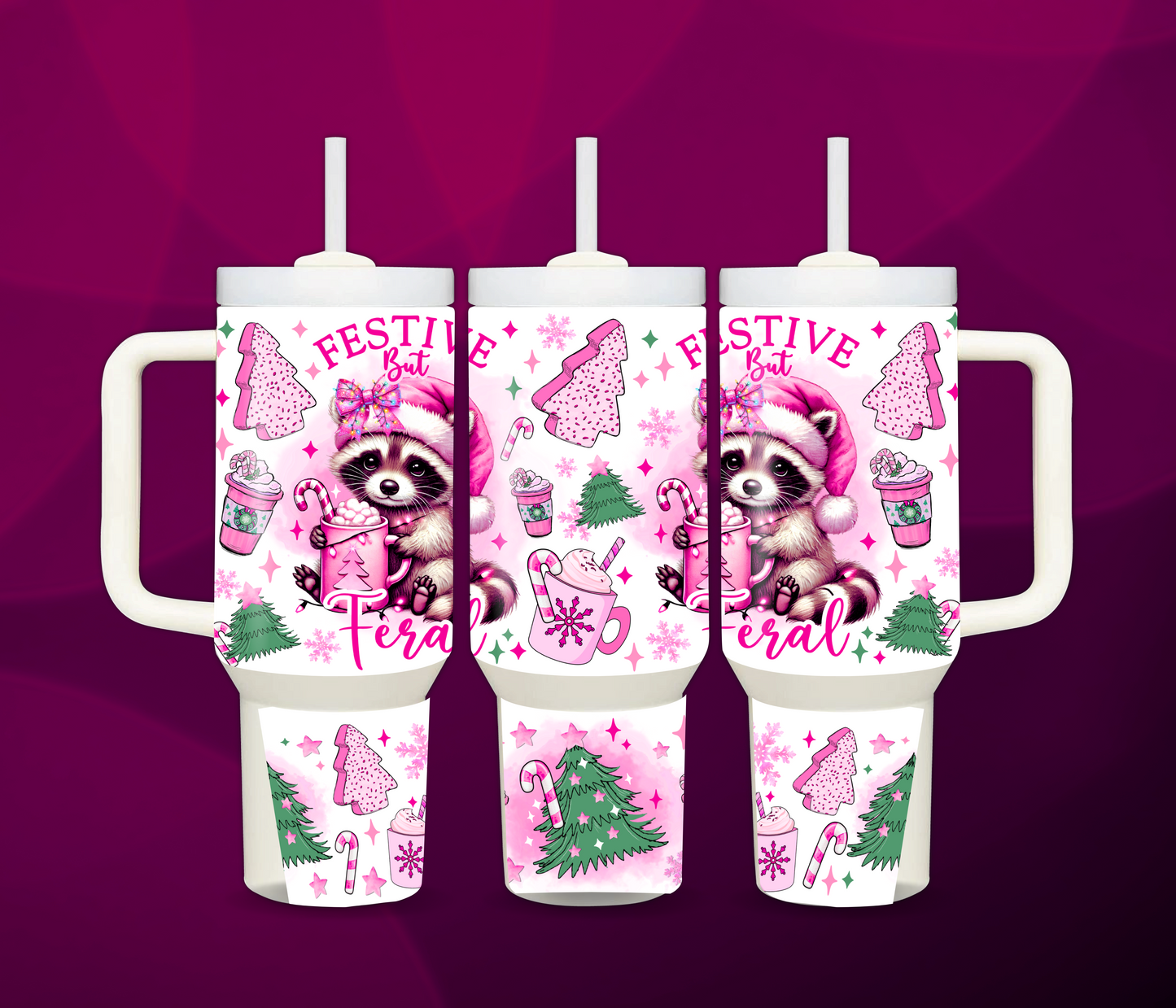 Pink festive but Feral 40oz Tumbler