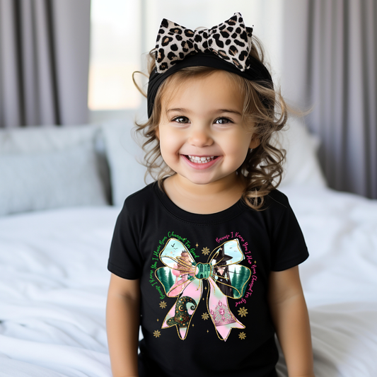 Kids Coquette Pink and Green Bow