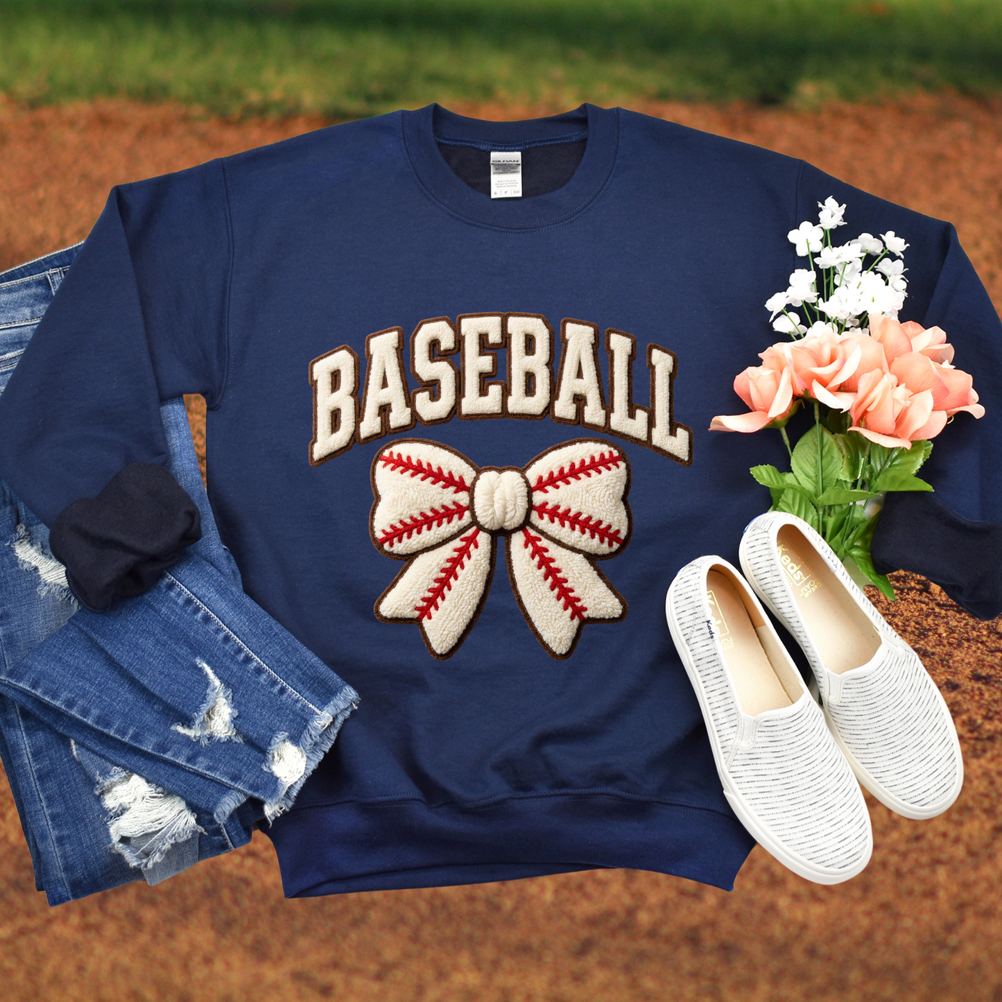 Baseball & Bow Yarn Effect