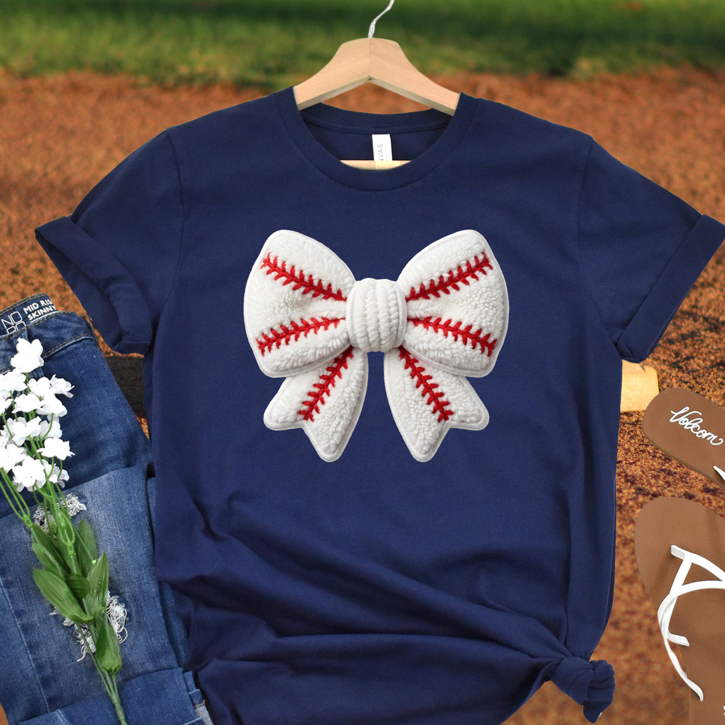 Baseball Bow Yarn Effect