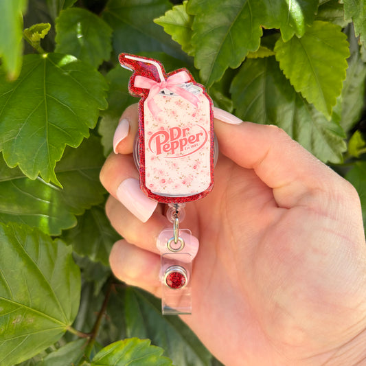 Pink Soda Can Badge Reel