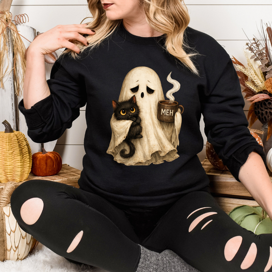 Exhausted Ghost Cat Sweater