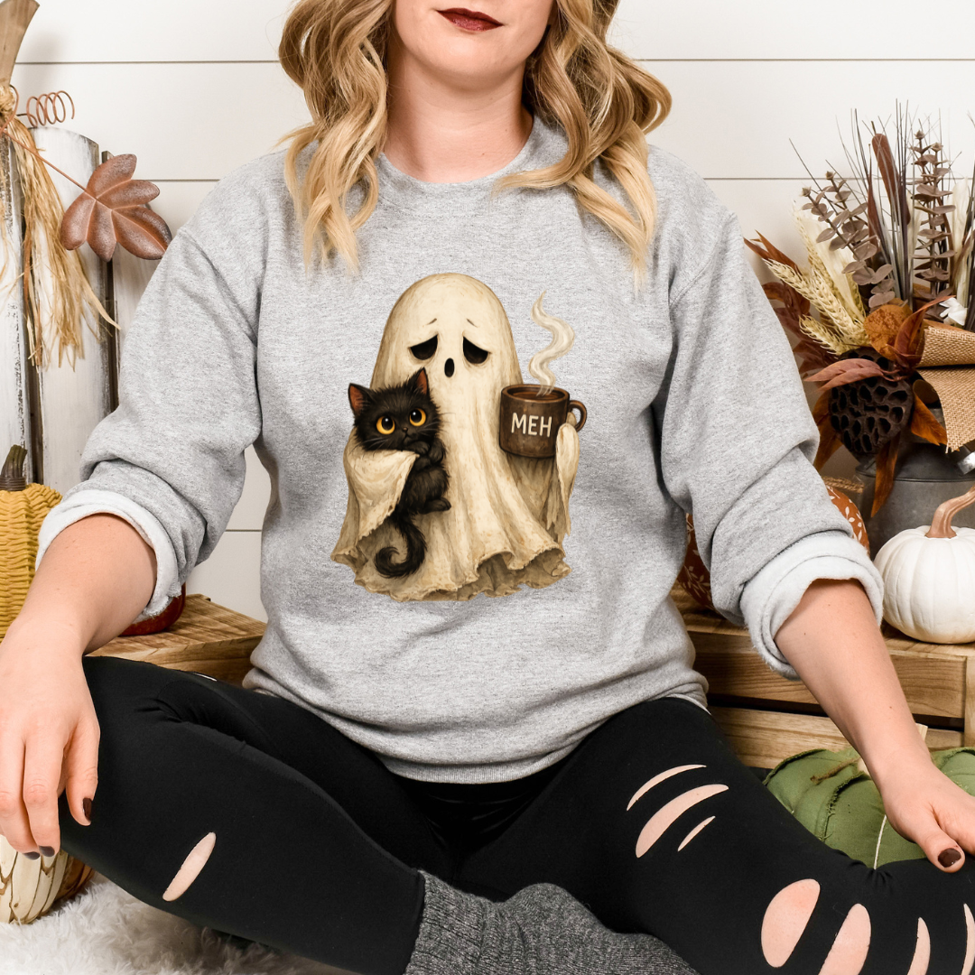 Exhausted Ghost Cat Sweater