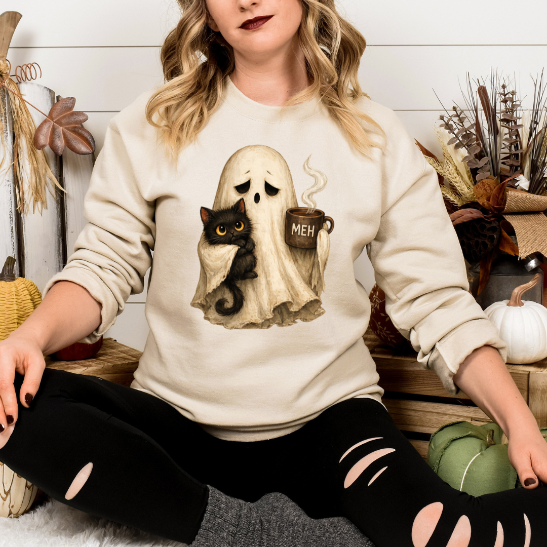 Exhausted Ghost Cat Sweater