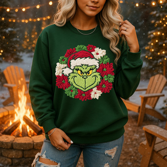 Floral Xmas Green Man Yarn Effect