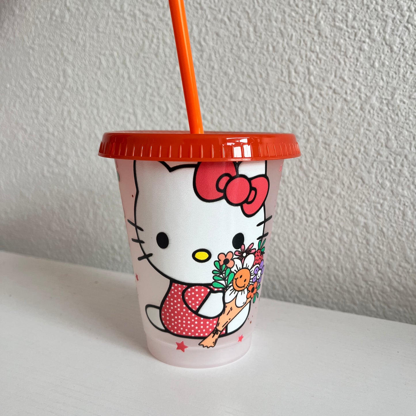 Orange Spring Kitty Plastic Cup