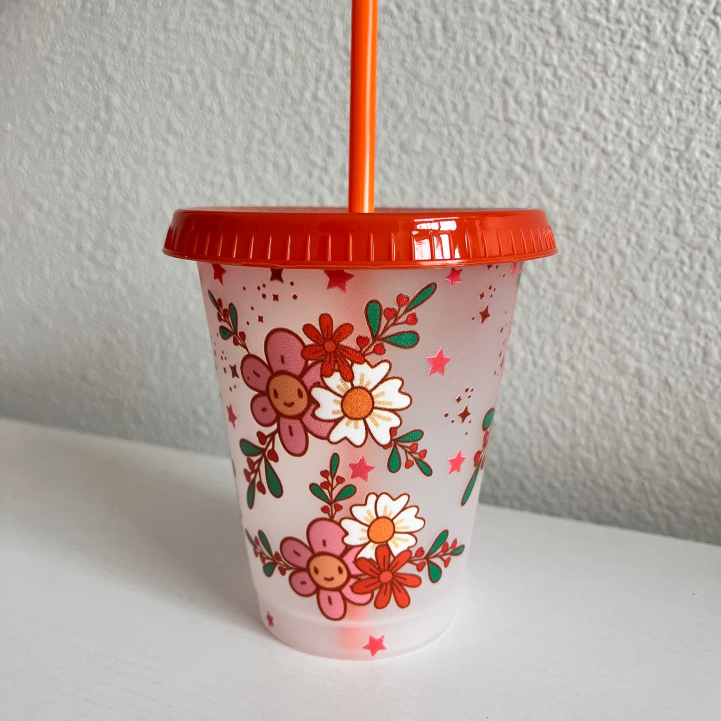 Orange Spring Kitty Plastic Cup