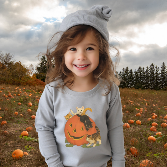 Kids Vintage Cat Pumpkin Sweater