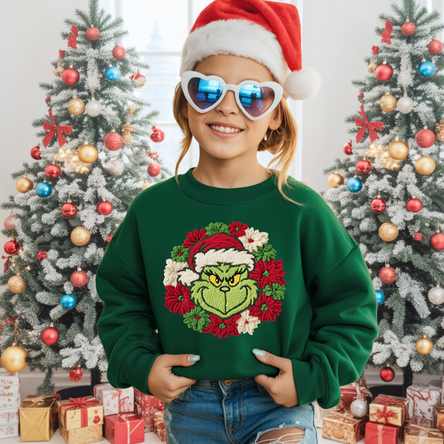 Kids Floral Green Man Yarn Effect