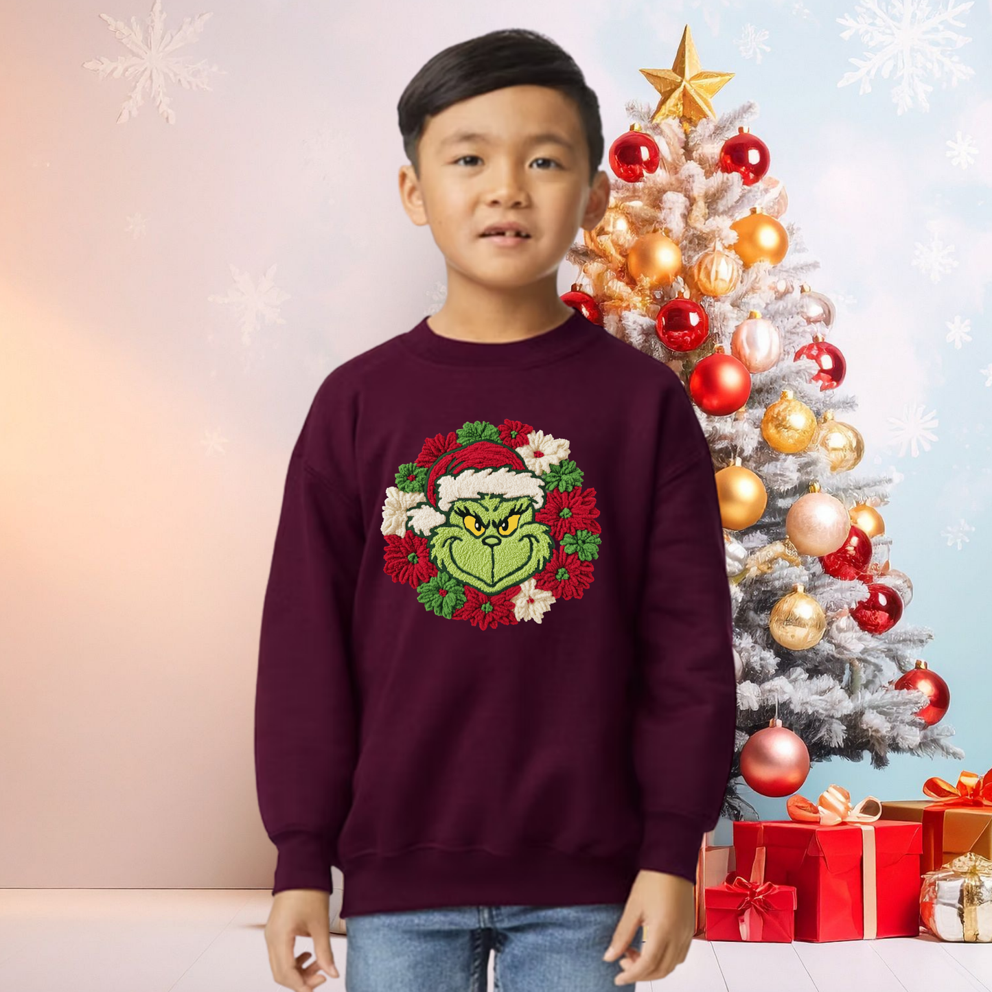 Kids Floral Green Man Yarn Effect