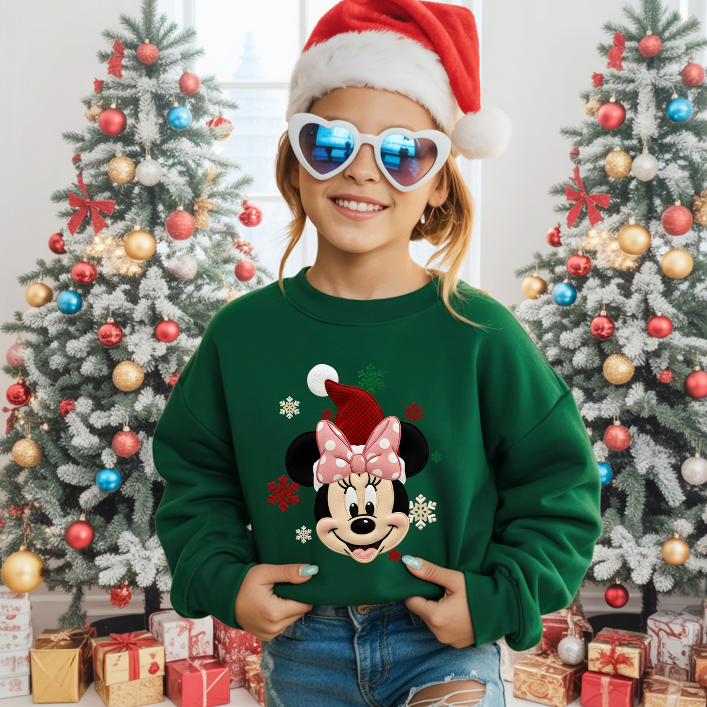 Kids Christmas Mouse Bow Santa Yarn Effect