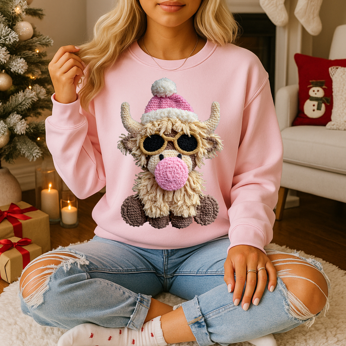 Pinkmas Santa Cow Yarn Effect