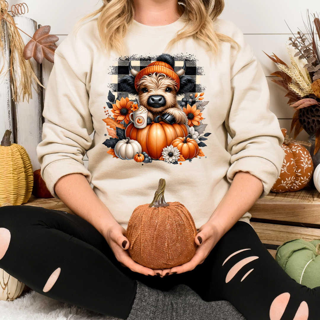 Pumpkin Highland Cow Sweater